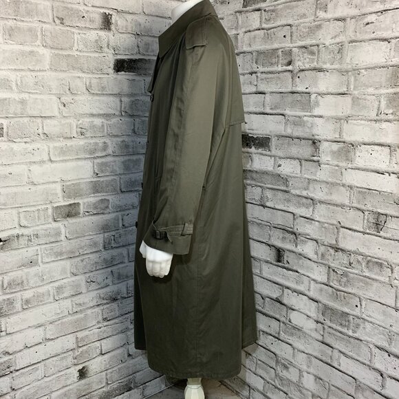 Vintage 90s London Fog Double Breasted Vented Olive GreenTrench Coat - Picture 7 of 15